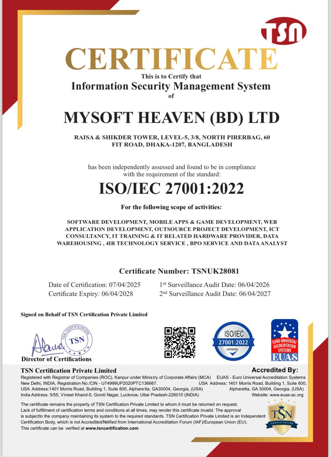 ISO/IEC 27001:2022 Certificate Achievement